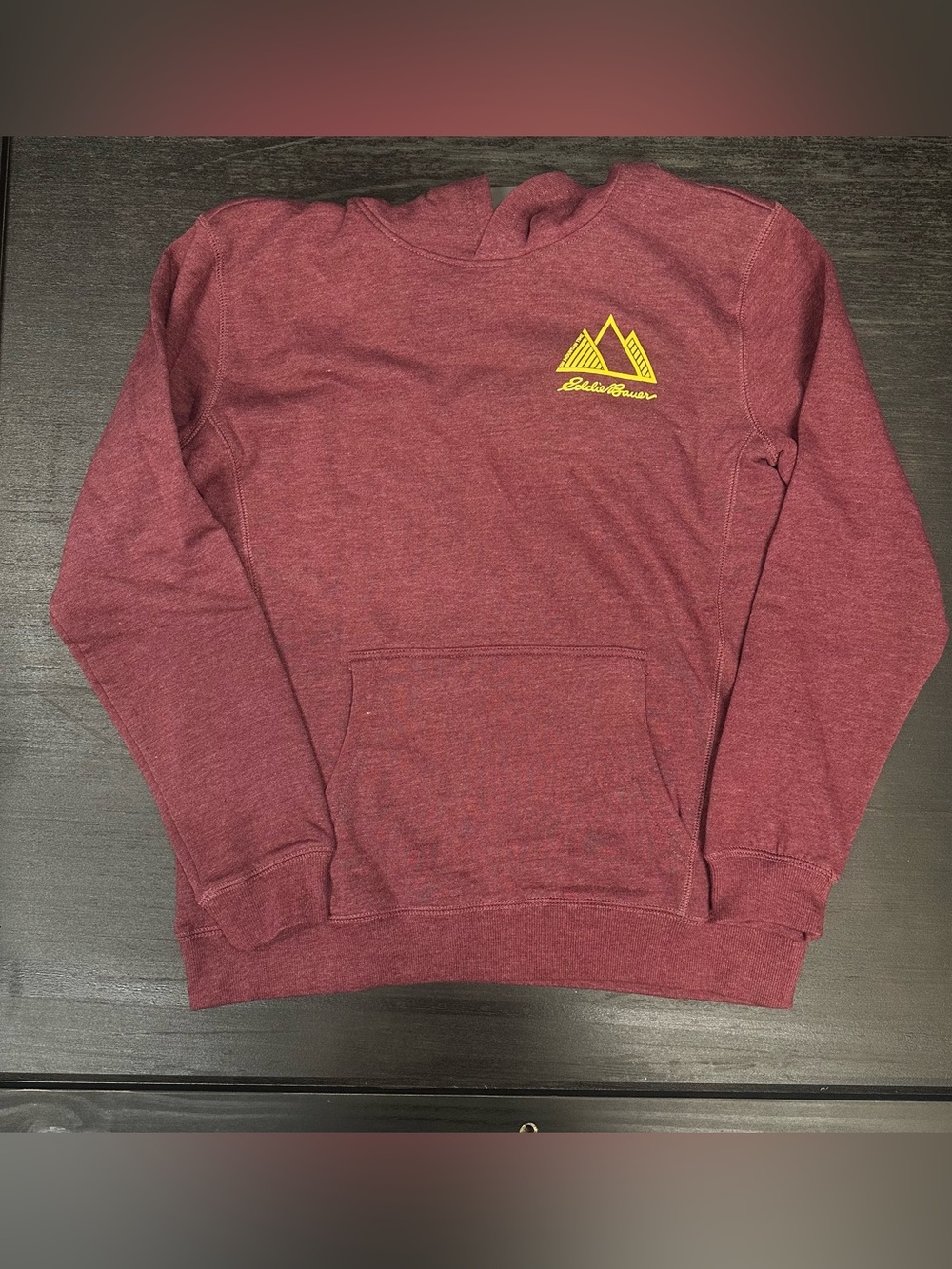 NWT Edde Bauer Boys Graphic Camp Fleece Hoodie Maroon Kids Size XL